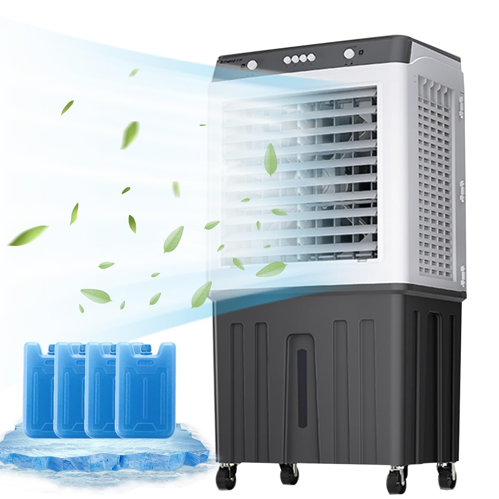 GTHTUHFD Evaporative Air Cooler, 200W Mobile Ac Fan With 3 Speeds, 55L Tank & 4 Ice Boxes, For Home Office Dorm,A-47x34x98cm/18.5x13.4x38.6i