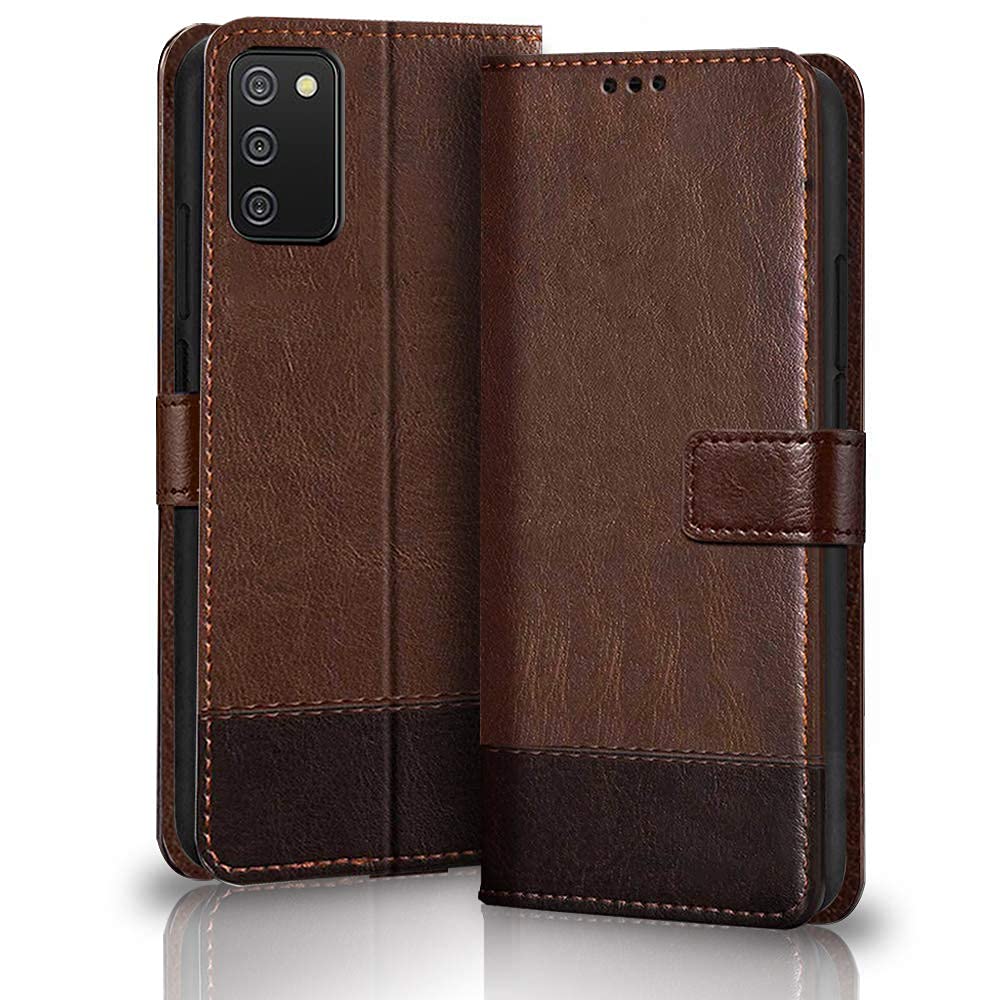 TheGiftKart Dual-Color Faux Leather Finish Flip Back Cover For Samsung Galaxy M02S/F02S|Inside Pockets&Inbuilt Stand|Wallet Style|Magnet Closure Samsung Galaxy M02S/F02S Flip Case(Brown Coffee) (B0922VVM6T) Amazon Price History, Amazon Price Tracker