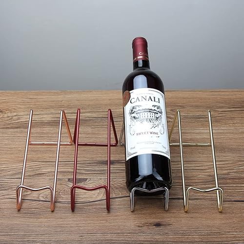 Miniatura 7 de kaileyouxiangongsi Estante simple para vino, 4 unidades, soporte de mesa para botellas de vino, regalo para decoración del hogar de cocina (plateado)