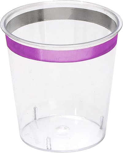 Miniatura 10 de zappy 124 vasos de chupito dorados de 1 onza de plástico transparente con borde dorado metálico, vasos duros para fiestas, vasos desechables para