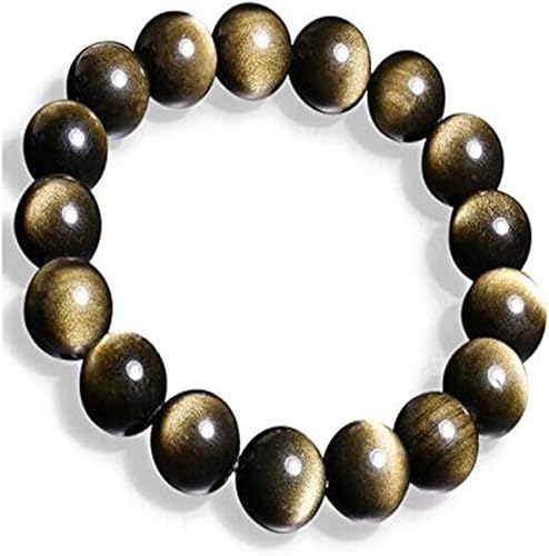 Amazon 黒曜石手鎖男金沙黒曜石手串男性本命年金曜石仏珠のブレスレット12 Mm男金アクセサリー ルースストーン 通販