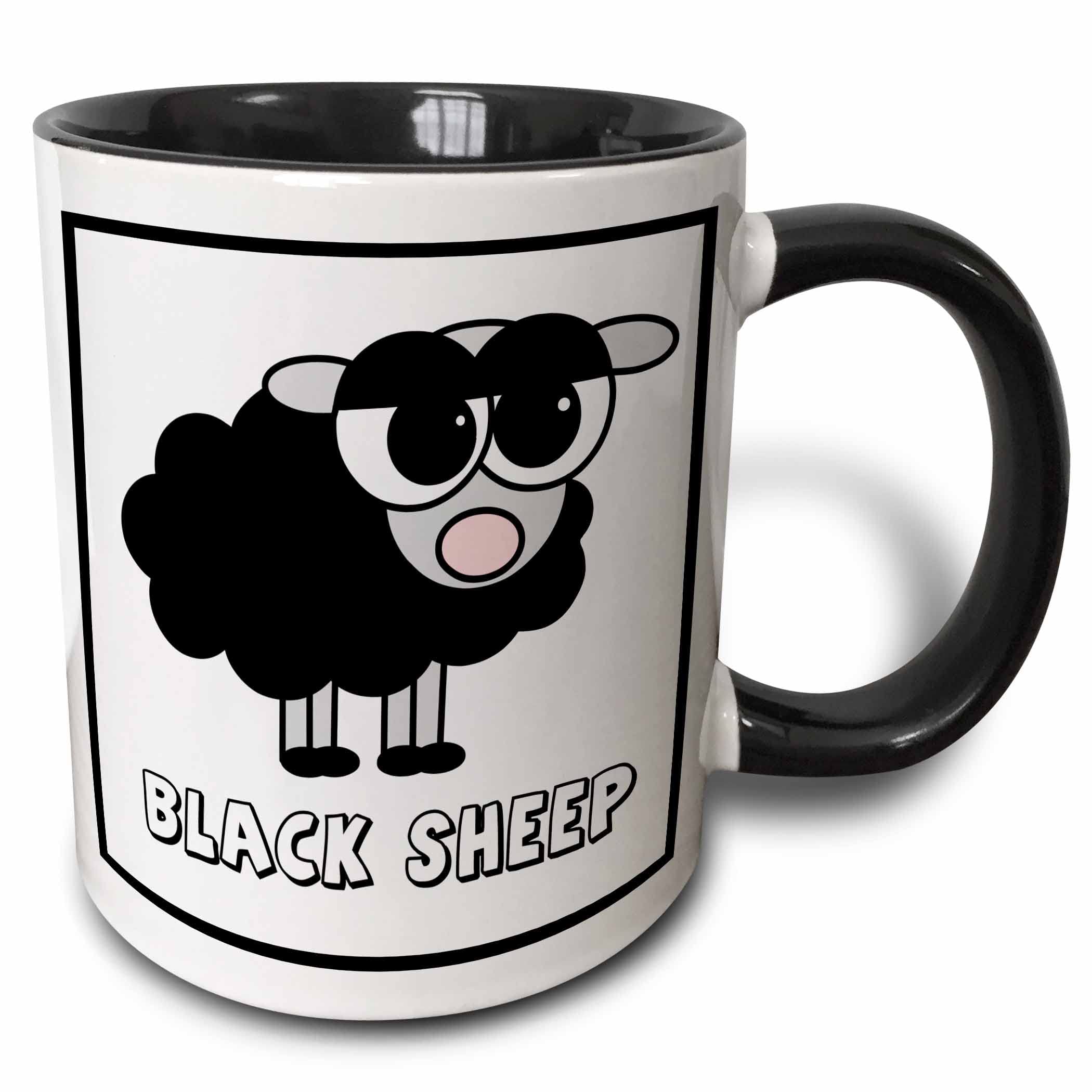 3dRose Janna Salak Designs Farm Animals - Little Black Sheep Design - Mugs (mug_6158_4)