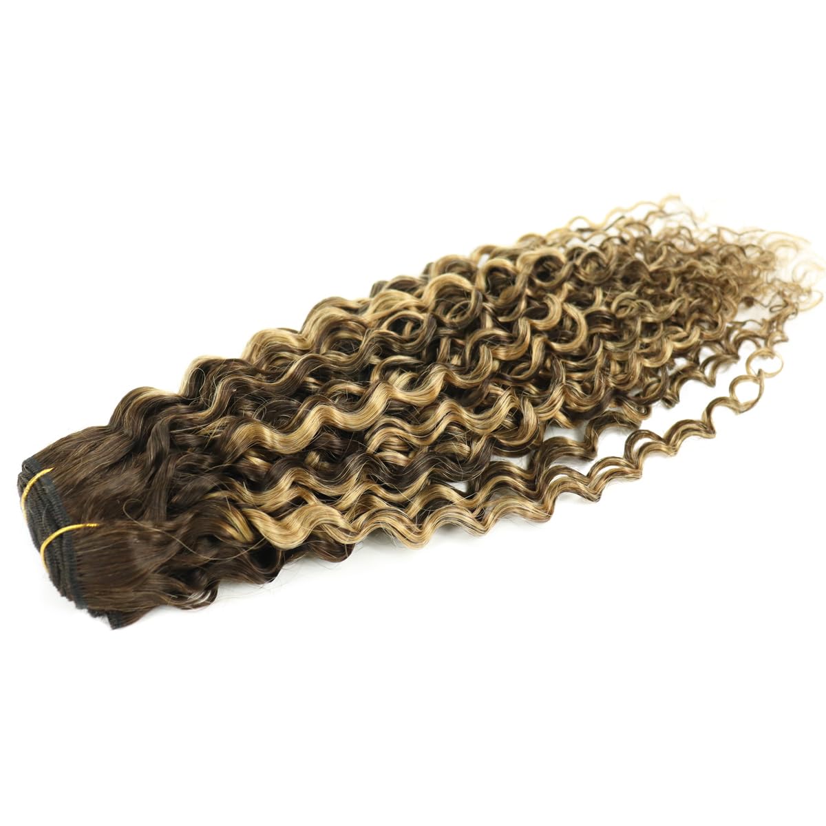 Hair Tissage Naturelle Blond Highlight Brun Curly Humain Cheveux Mèches Natural Wave 100% Remy Hair Extensions 100g/pc 16inch/40cm