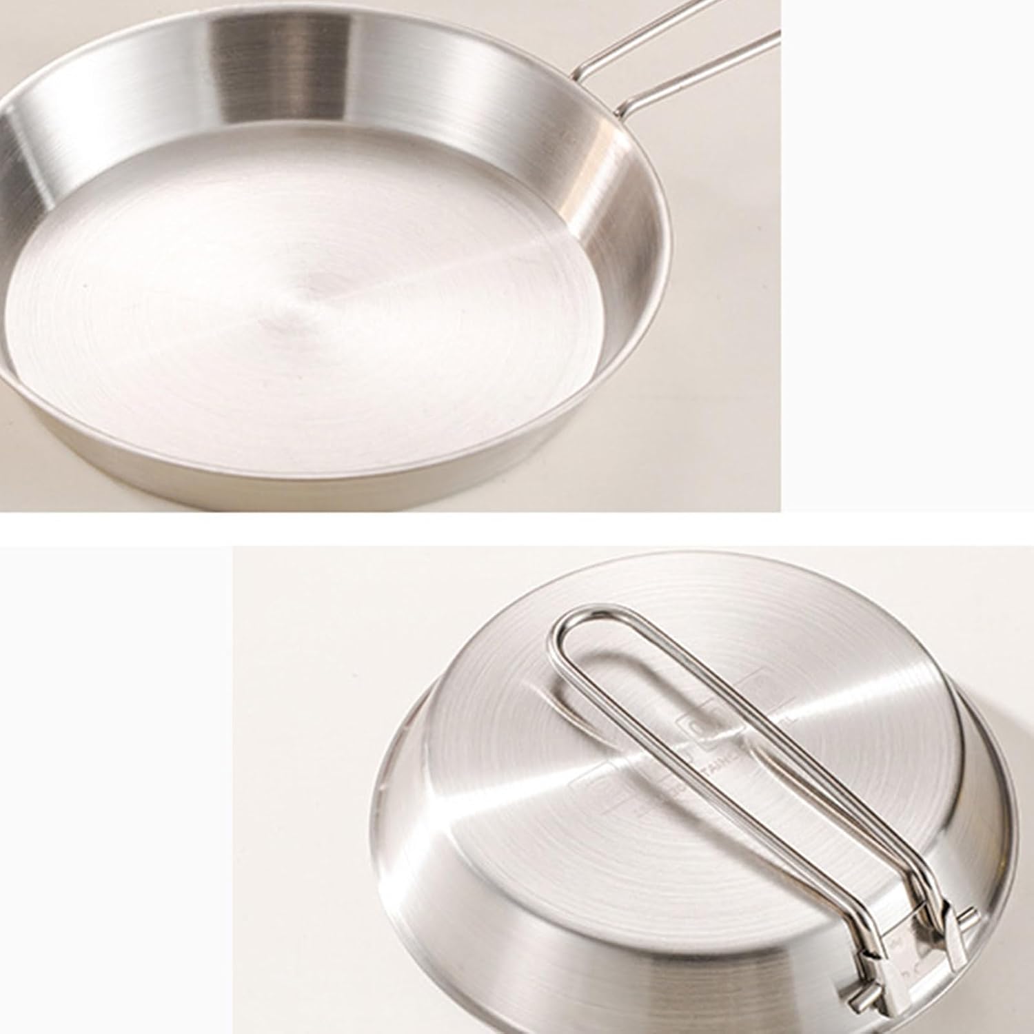 3Pcs Camping Frying Pans Folding Handle Stainless Steels Skillets Nonstick for Cooking Easy to Use Portable Outdoor Frying with Removable Handle Light Weight