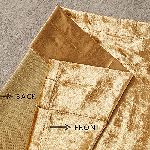PRIMROSE Gold Curtains 84 inch for Living Room Velvet Blackout Rod Pocket Window Drapes Treatment Semi Room Darkening Decor Golden Curtains for Bedroom Set of 2 Panels - Image 6