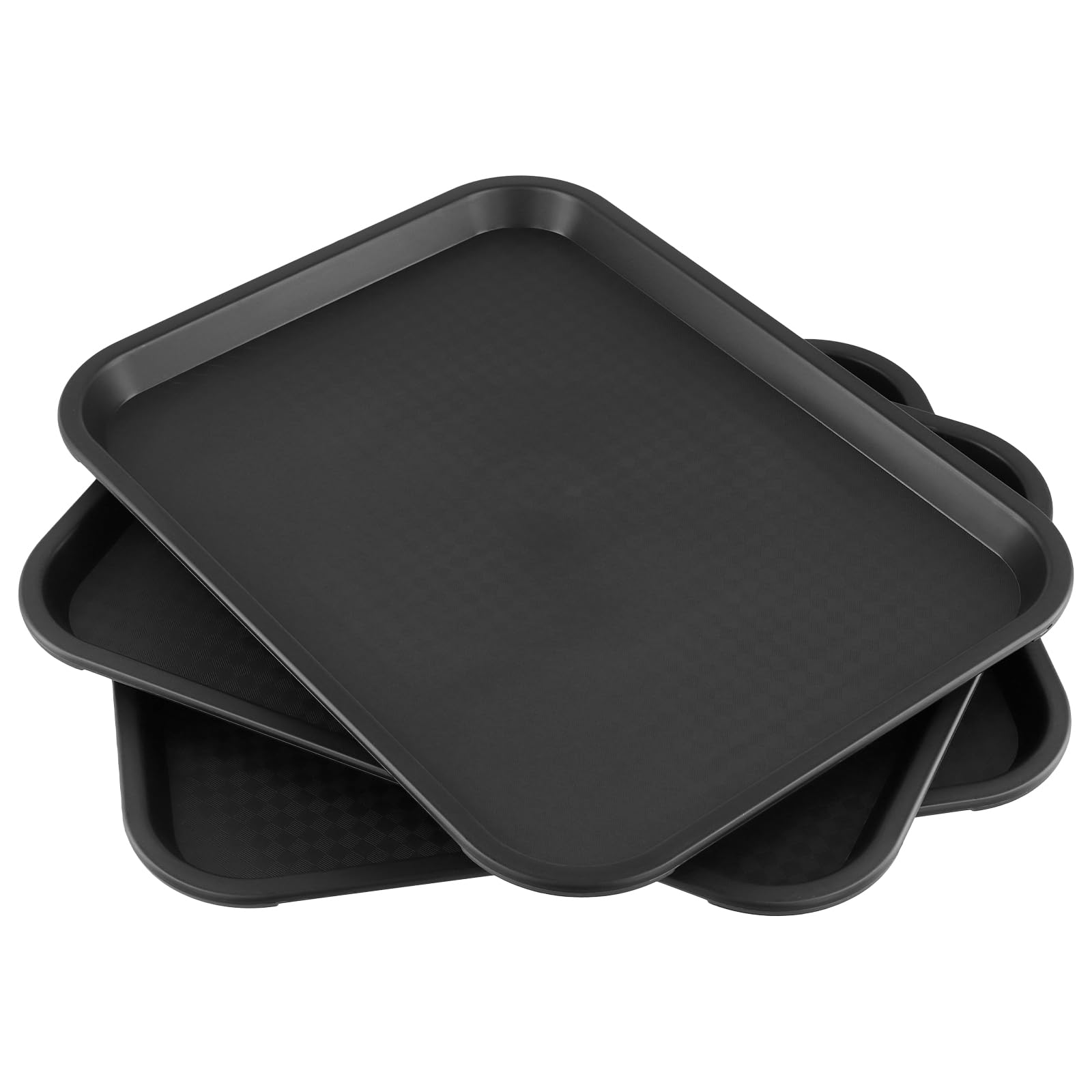 FUNSUEI 12 vassoi fast food, rettangolari, nero, 35 x 27 x 2,3 cm, in plastica per cucina, ristorante