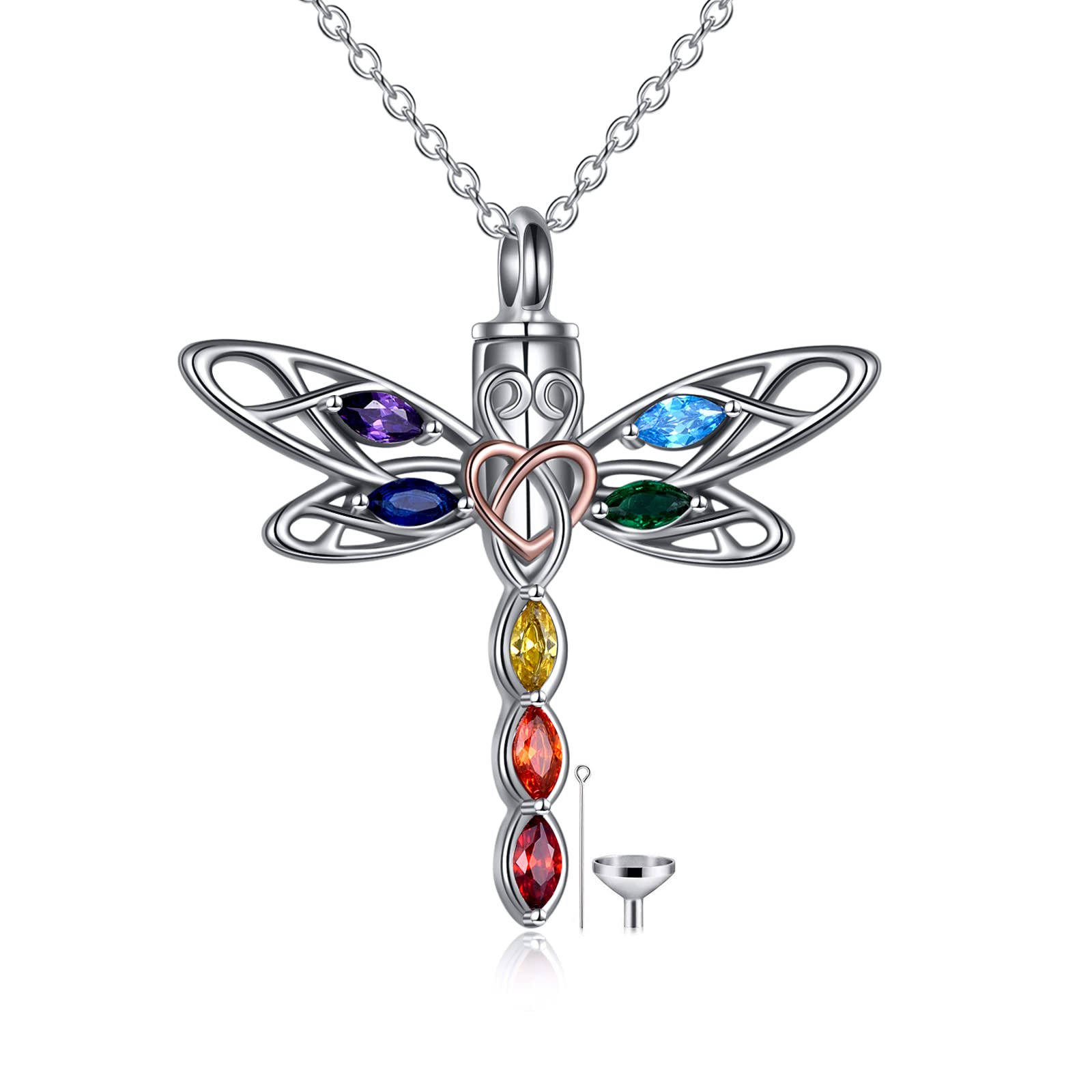 Dragonfly /Urn Ashes Necklace Gifts for Women Sterling Silver Celtic Knot Irish Jewelery for Girls