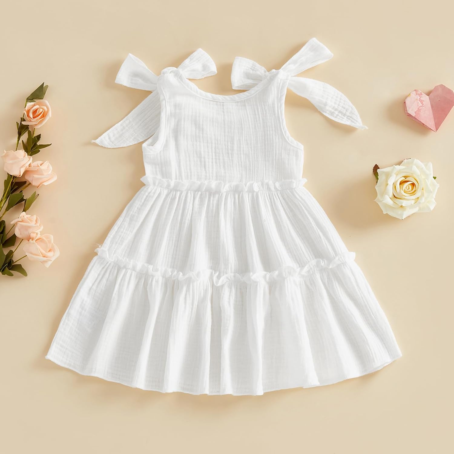 Toddler Girl Dress Baby Sleeveless Solid Color Dress Cami Linen Smocked Dresses Cute Infant Girls Summer Clothes - Image 7