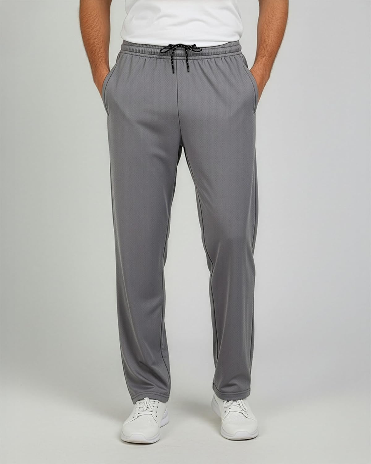 Real Essentials 3 Pack: Men's Mesh Open Bottom Sweatpants Gym Active Athletic Workout Casual Pants with Pockets (Big & Tall) - Image 2