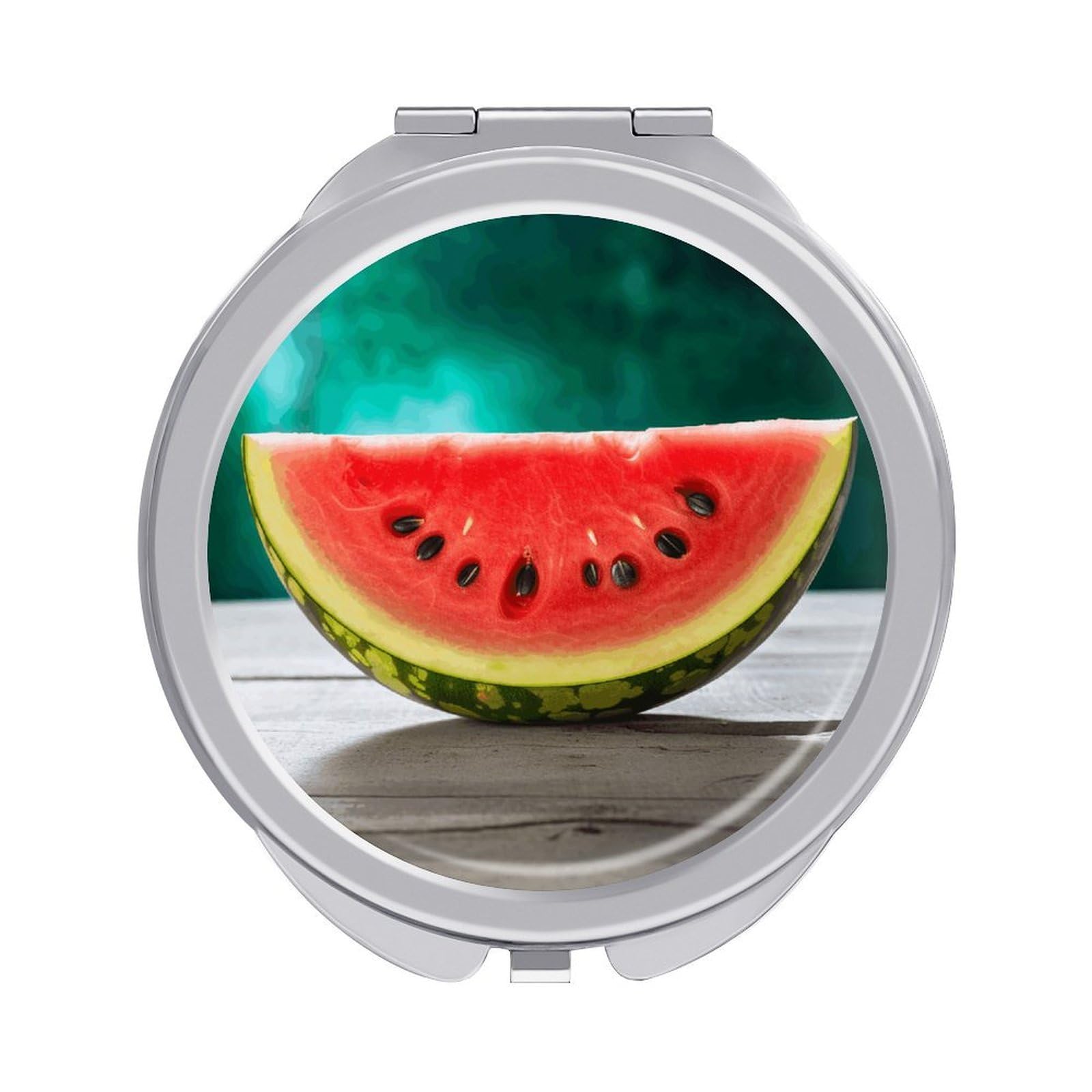 FekiLoot Watermelon with Smiley Makeup Mirror Compact Round Travel Makeup Mirror Portable Folding Handheld Pocket Mirrors for Handbag and Purses Gift Mini Mirrors