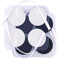 LotFancy 40-Pack Reusable TENS Electrode Pads 1.25" Round with 2.0mm Pigtail Connectors for EMS Pain Relief