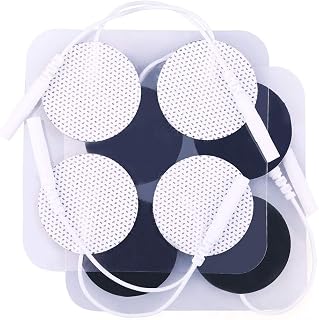 LotFancy 40-Pack Reusable TENS Electrode Pads 1.25" Round with 2.0mm Pigtail Connectors for EMS Pain Relief