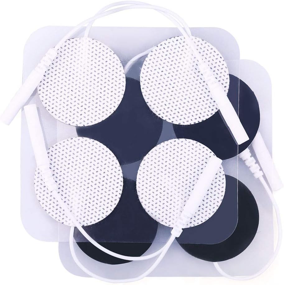 LotFancy TENS Unit Electrode Pads, 40PCS Round Electrodes Pads, 1.25" Reusable TENS Pads for EMS Muscle Stimulator, with 2.0 mm Pigtail Connectors