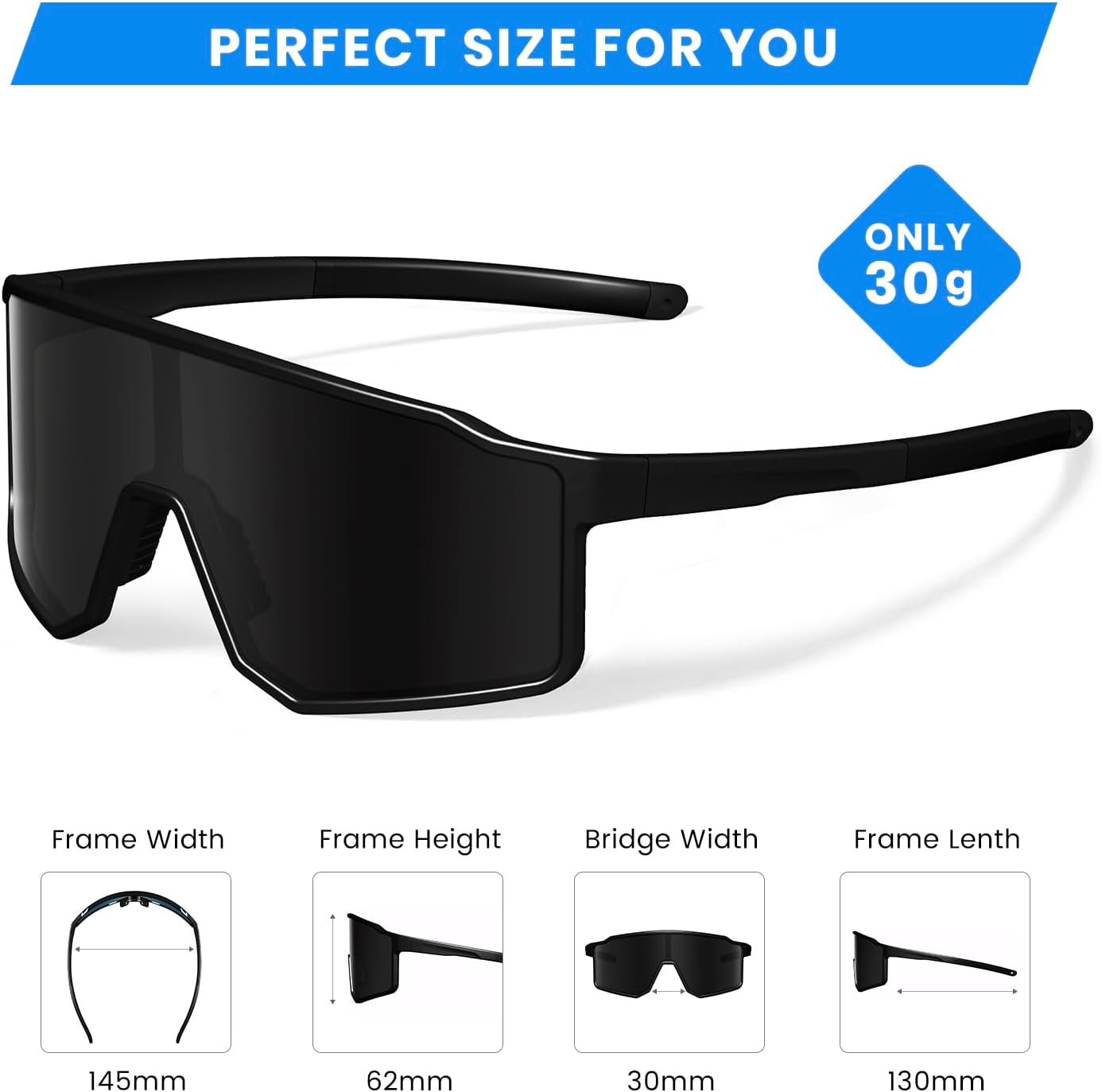 SPOSUNE UV400 Polarized Softball Sunglasses, TR90 Sports Glasses for Running, Cycling, Baseball & Bike (Unisex) - Image 5