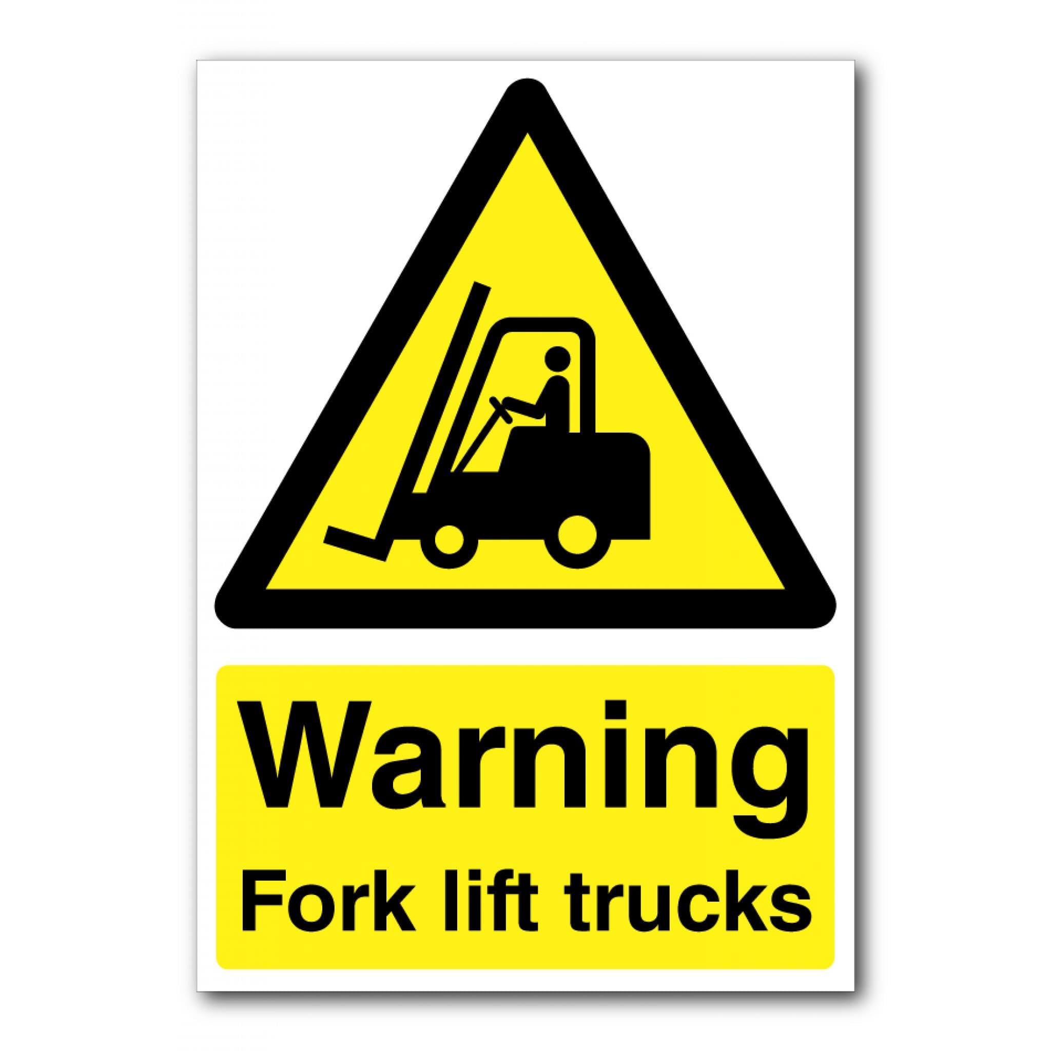 Warning Fork Lift Trucks Sign, 12x8 Inch Metal Tin Sign, Machinery Hazard Reminder for Warehouse and Logistics Workshops