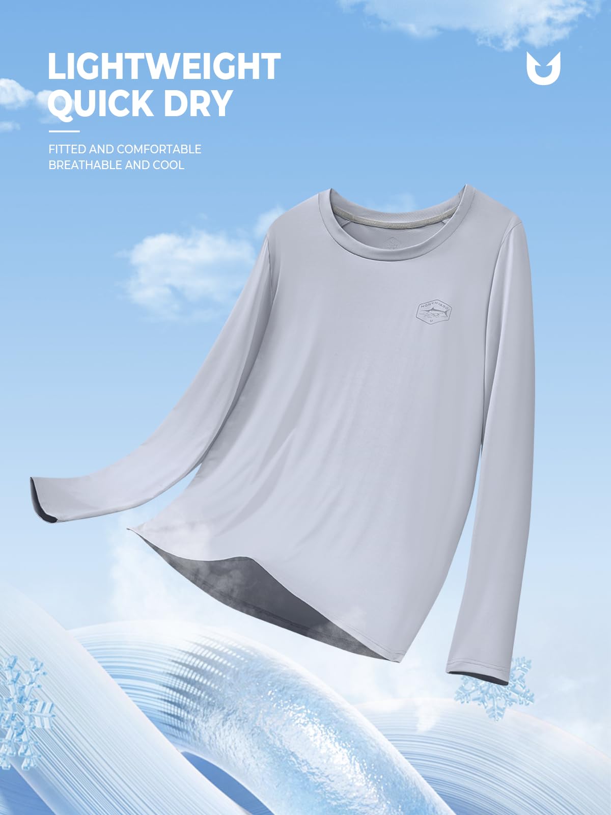 NORTHYARD Sonnenschutz-Shirts für Herren, langärmelig, Schwimmen, Strand, Rashguard, LSF, UV-Schutzfaktor 50+, Angel-T-Shirt, schnelltrocknend, leicht