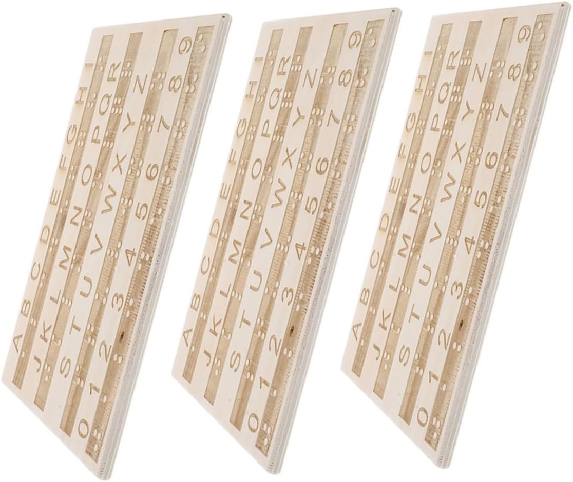3Pcs Braille Learning Boards for Beginners Tactile and Letter Boards for Blind People Educational Braille Alphabet Chart with Carved Dots Braille Practice