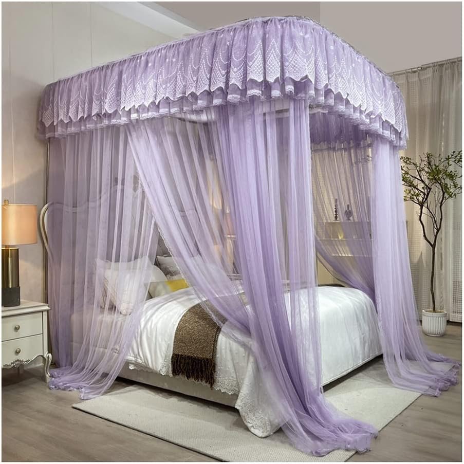 Mosquitera para cama ELzEy con soporte de metal resistente y cortina protectora