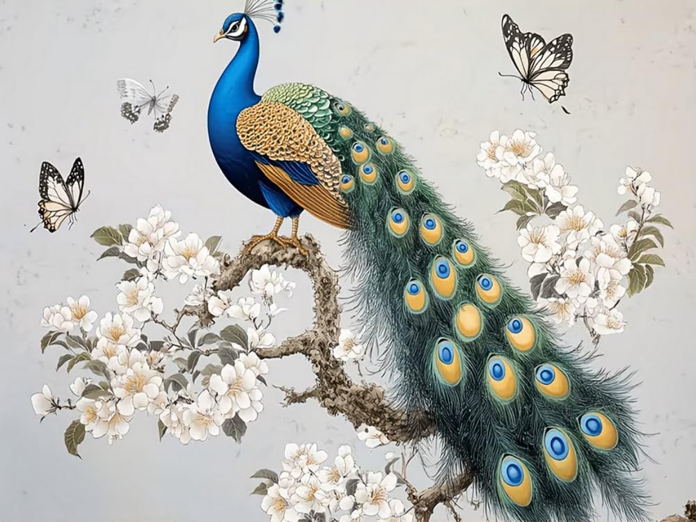 COKYIS Stamped Cross Stitch Kits 11CT Counted Printed Cross Stitch Kit Peacock Preprinted Pattern Embroidery Starter Kit for Beginner and Adults 40x50cm