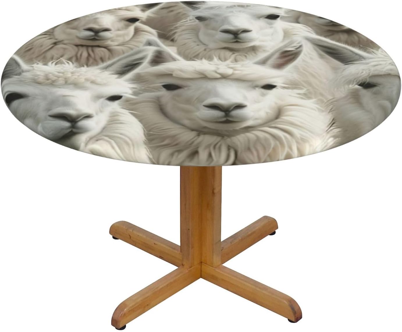 Cute Llama Print Outdoor Patio Kitchen Decor Supplies Wipeable Round Table Cloth for Indoor Outdoor