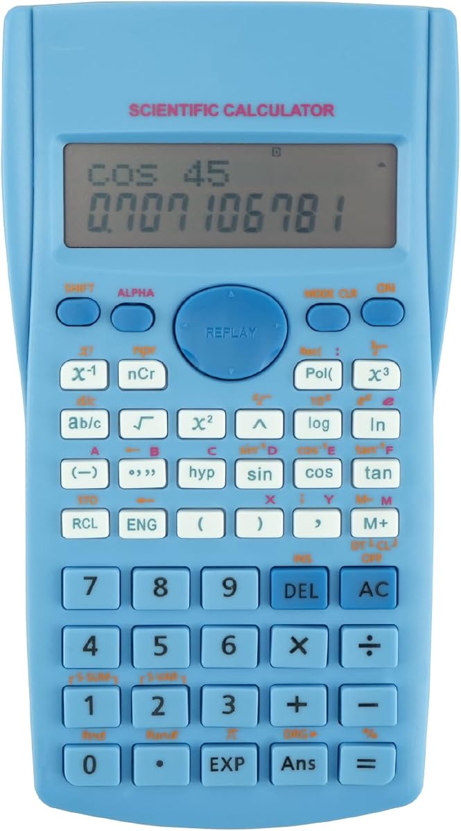 Scientific Calculators, Blue, 2 Line Display, Fraction and Statistics Calculator for School, College and High School
