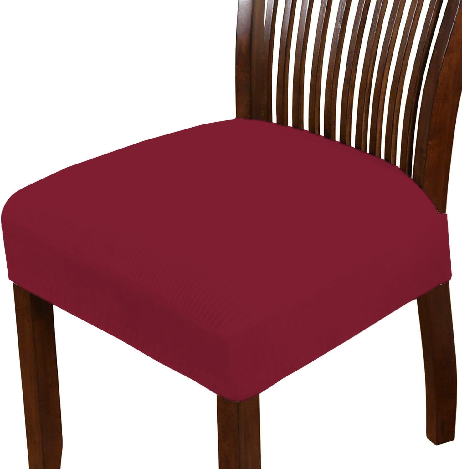 HOTKEI Pack of 4 Maroon Dining Chair Seat Cover Elastic