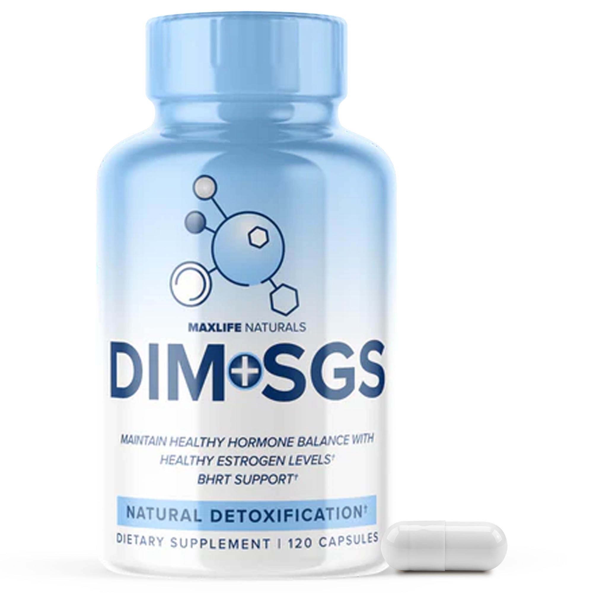 DIM+SGS with Detox Support – 120 Capsules Made In USA- Estrogen Support with DIM Bioperine, DIM Supplement for Women and Men, Estrogen Supplement For Women Menopause & Prostate Hormone Balance For Men