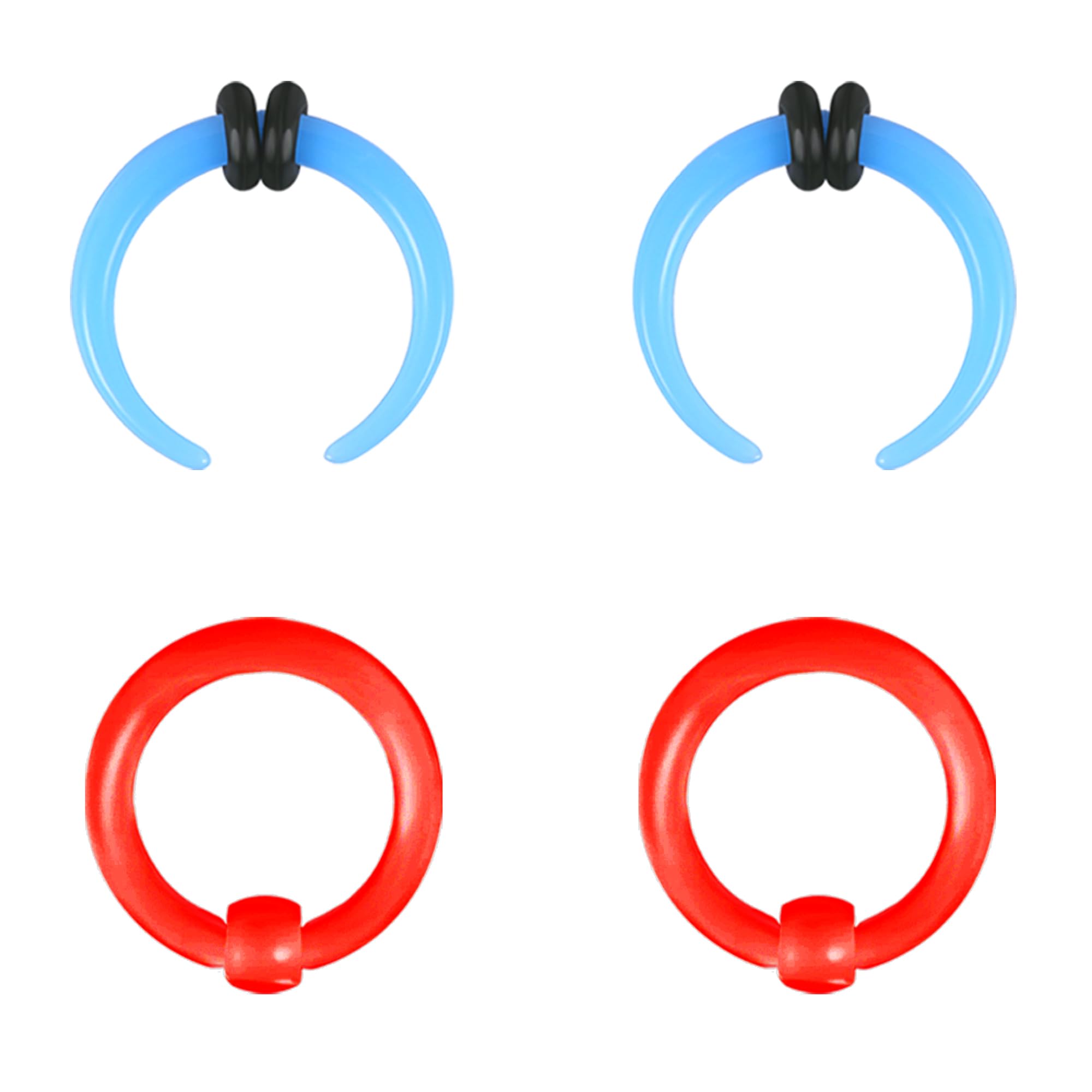 ZS 2 Pairs Acrylic Septum Taper Pincher Ring, 12G 10G 8G 6G 4G 2G 0G Buffalo Horseshoe Captive Bead Nose Ring Stretcher Expander for Stretching Pierced Nose Ear