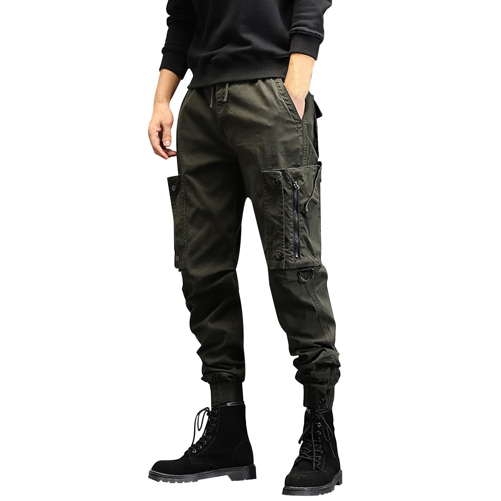 Pantalones cargo para hombre, cintura elástica, pantalones de senderismo