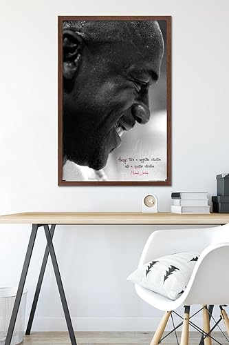 Miniatura 6 de Trends International Michael Jordan - Póster de pared Always Positive, 34 pulgadas de largo x 22.4 pulgadas, versión enmarcada en caoba