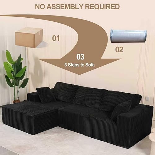 Miniatura 7 de Modular Sectional Sofa with Chaise, L-Shape Cloud Couch Deep Seat Upholstered Couches, Modern Modular Sectional Sofa for Living Room
