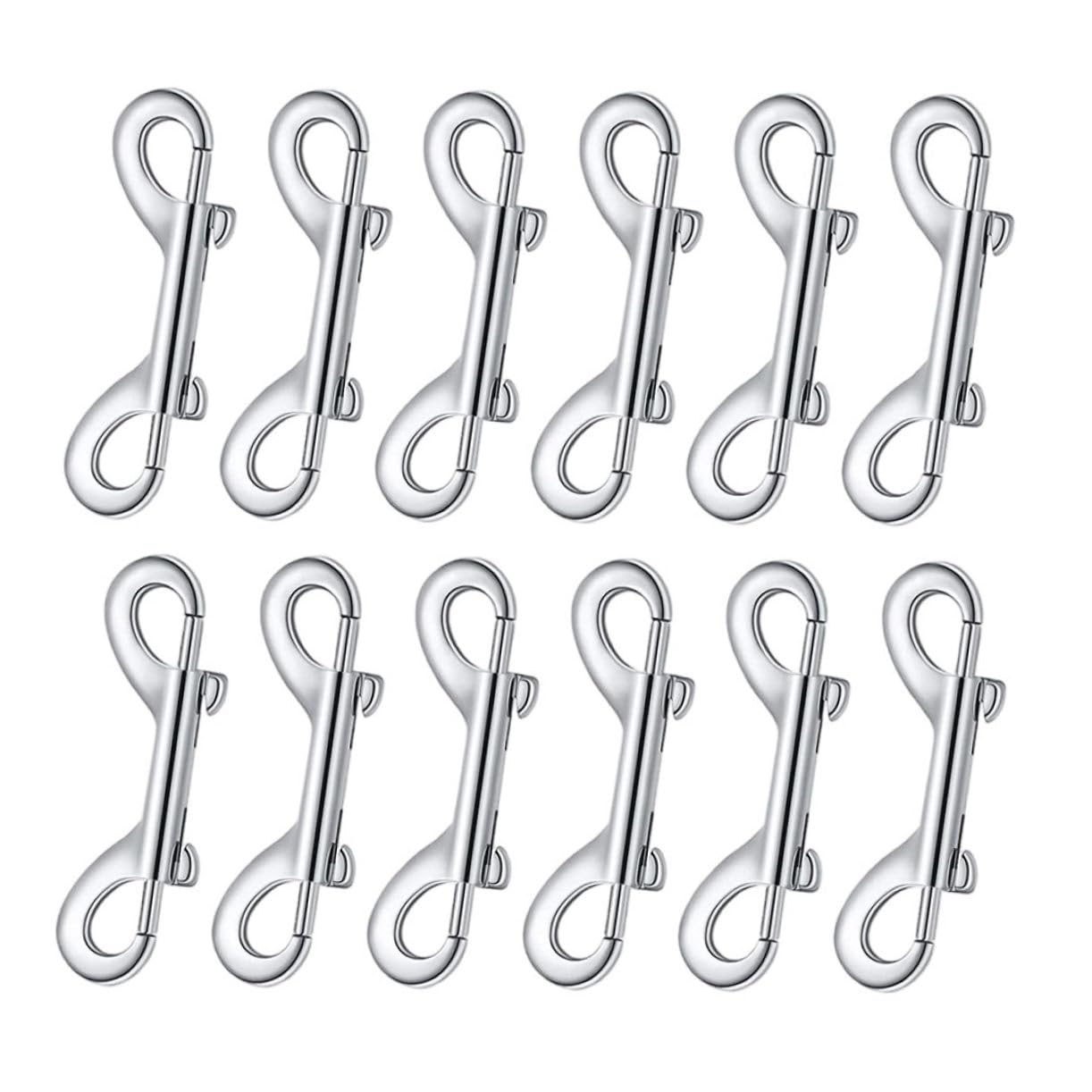 Unomor 12pcs Double Hook Double Ended Bolts Dog Hooks for Hanging Wall Hooks Swivel Hook Hanging Hooks Shackle Bolt Snap Hook Six Hook Chain Double Ended Bolt Snap Accessory Silver Metal