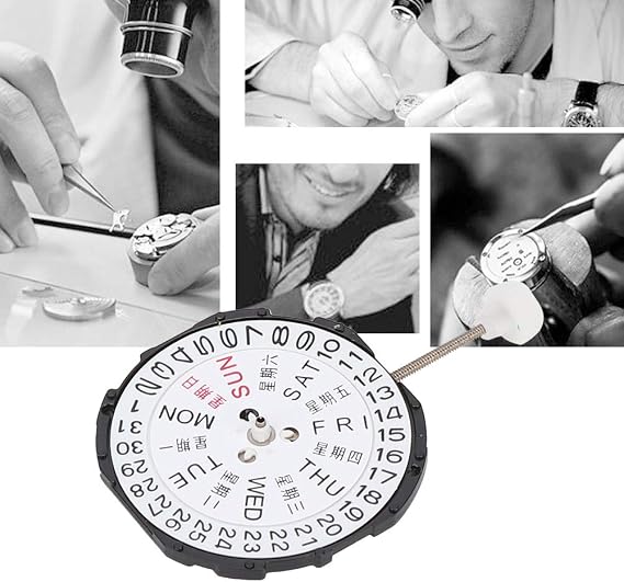 Wakects Quartz Watch Movement, Date Display Watch Movements Replacement Single Calendar or Double Calendar for Watchmakers