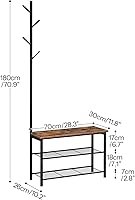 Vista 3 de HOOBRO Coat Rack Shoe Bench, 3-Tier Shoe Rack, Industrial Shoe Organizer Storage Bench, Entry Bench with Mesh Shelves, for Entryway, Living Room