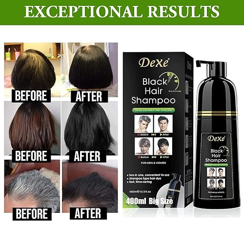 Miniatura 5 de Dexe - Champú de tinte para el cabello, 14.1 onzas líquidas, cobertura de cabello gris, tinte para cabello negro, champú de color para el cabello,