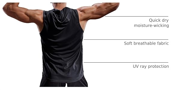 NELEUS Dry Fit Workout Athletic Muscle Tank Top Running Shirts with Hoods