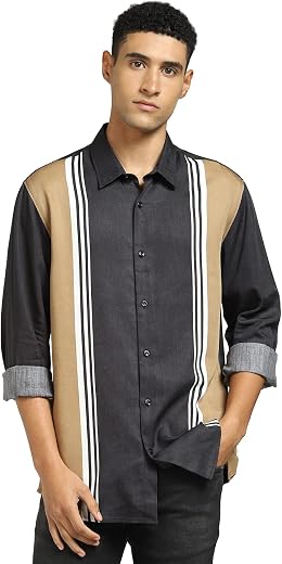 Jack & Jones Men Regular Fit Shirt(250332801_Black_XXL)
