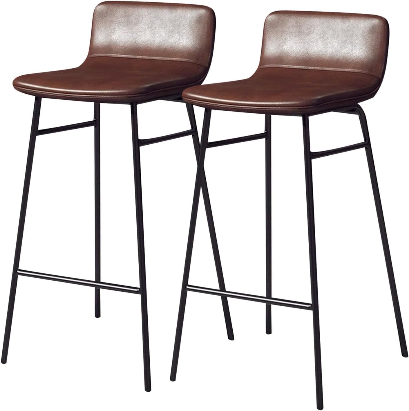 Tabouret de bar en cuir PU lot de 2 avec repose-pieds métal F