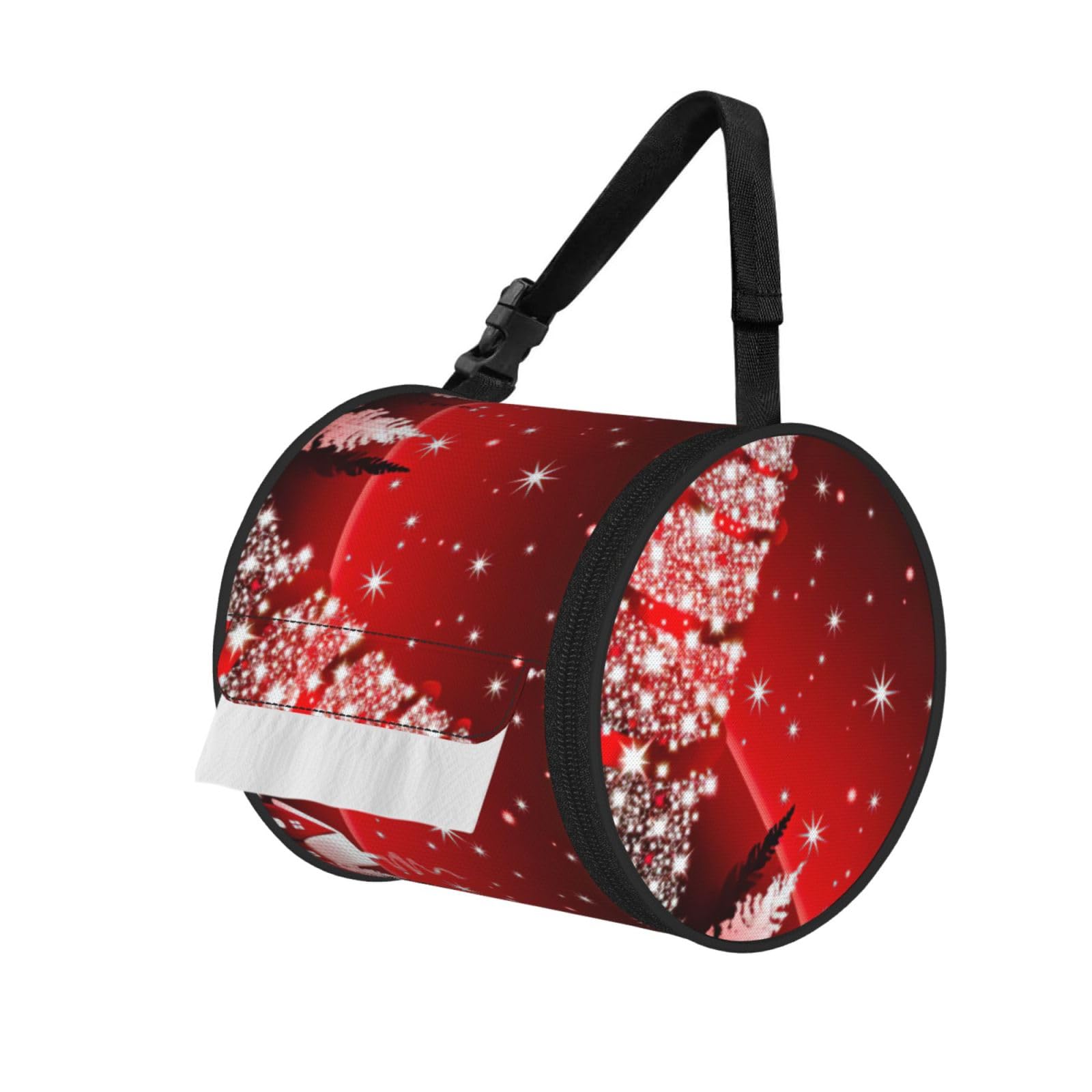 Christmas Tree Red Print Fashion Tissues Organizer Box, Hanging Tissue Holder For Purse Coins For Car Office Daily Outing