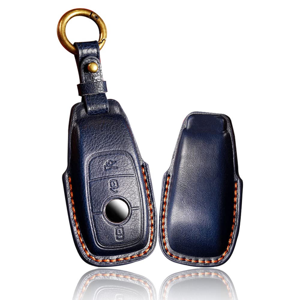 Custodia In Pelle Per Chiave Mercedes Classe E/S/CLA/GLA/CLC/GLC, 2017-2018, Colore Marrone, Protezione Totale Con Cucitura A Mano - 2