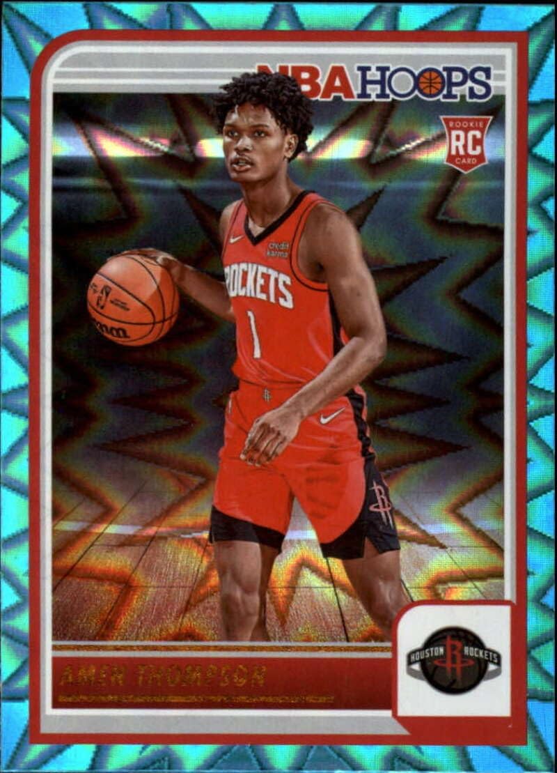 2023-24 NBA Hoops Teal Explosion #242 Amen Thompson RC Rookie Houston Rockets Official Panini Basketball Trading Card (Stock Photo Shown, Card in Near Mint to Mint Condition)