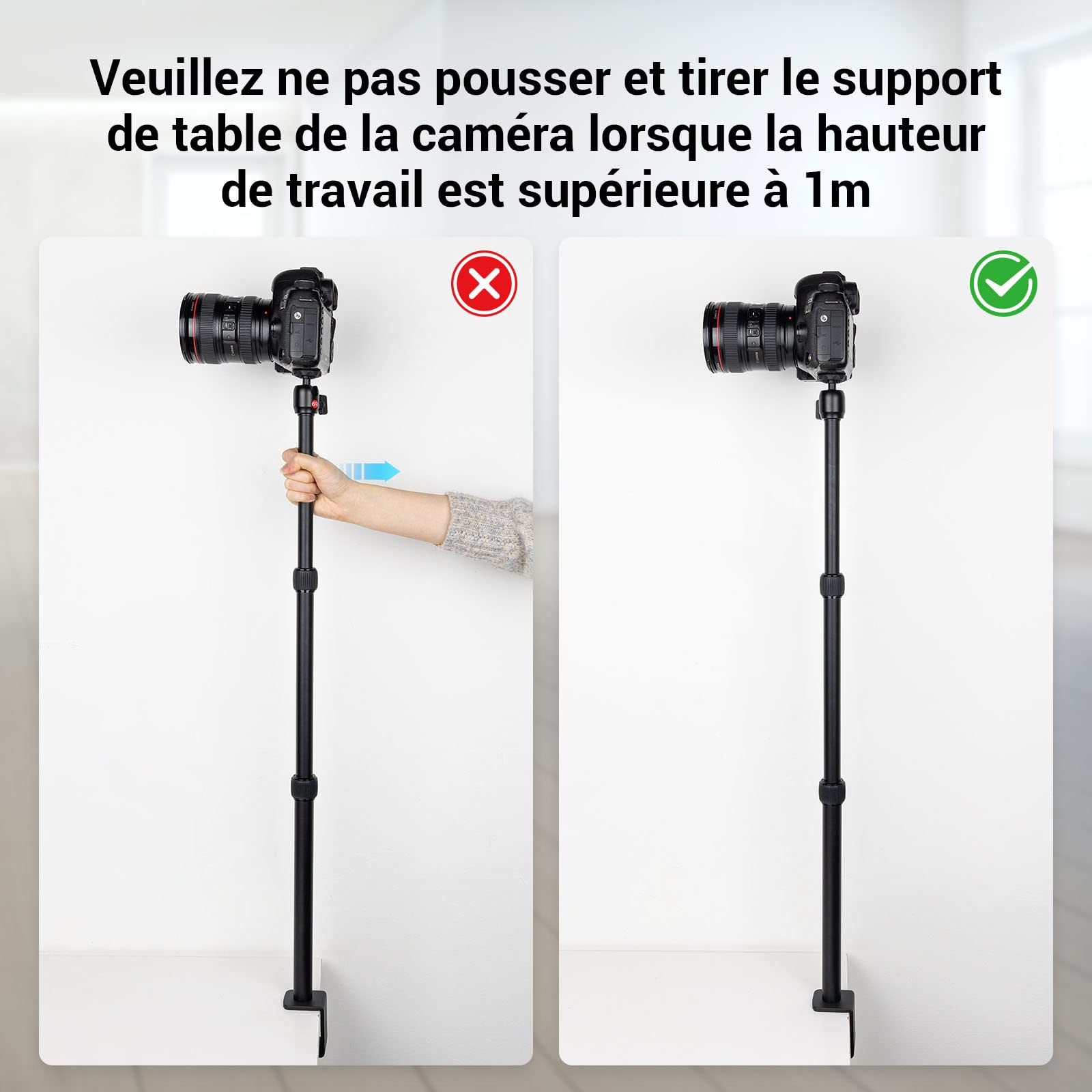 SMALLRIG Support de Table pour Appareil Photo Montage sur Bureau avec Rotule 1/4", Support d'Éclairage Réglable de 13'' à 35,4''(33cm-90cm), Pince de Table en C - 3488