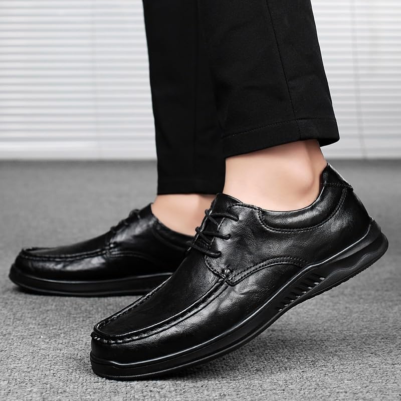 Dress Formal Shoes for Men's Lace-up Uniform Round Toe Business Low Top Shoe Calfskin Leather3