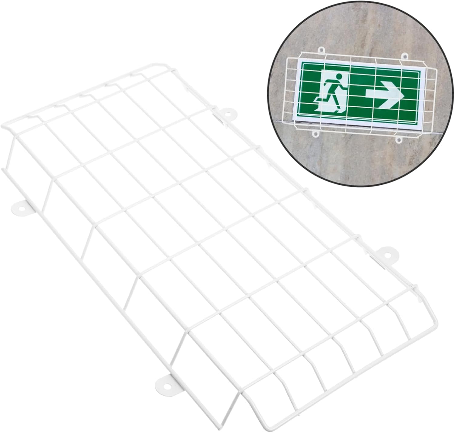 Wire Guard for Emergency Light Wall Mounted Protective Cover for Exit Sign Durable Thickness Easy Installation Modern Design for Safety