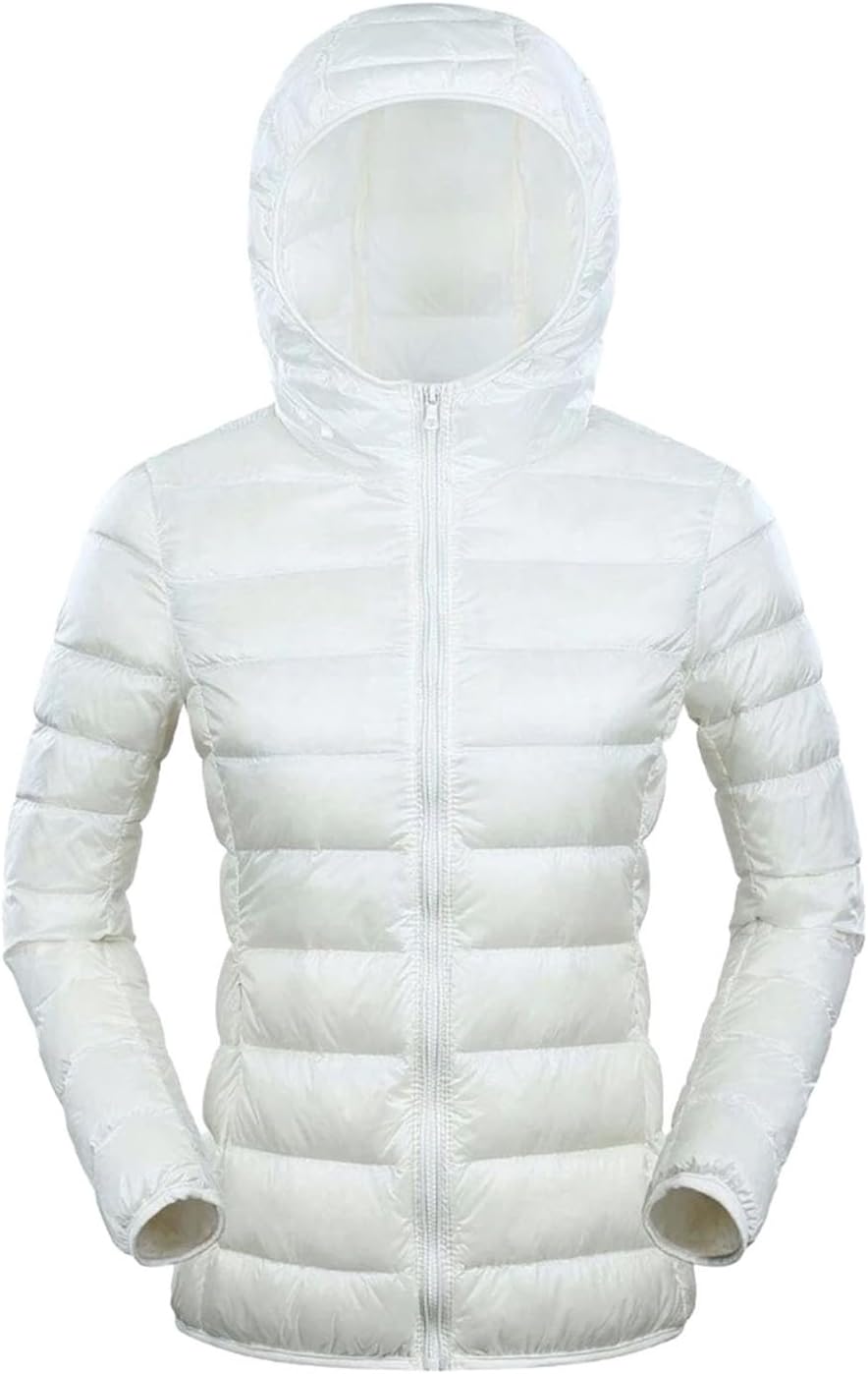 Plus Size Down Jacket for Women Hooded Ultra Light Feather Thin Warm Windproof Coat