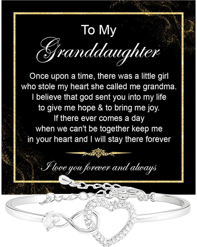 To Our Granddaughter Bracelet From Grandma and Grandpa, Granddaughter Gifts From Grandparent, Infinity Heart Bracelets For Granddaughters On Birthday Christmas Graduation With Message Card