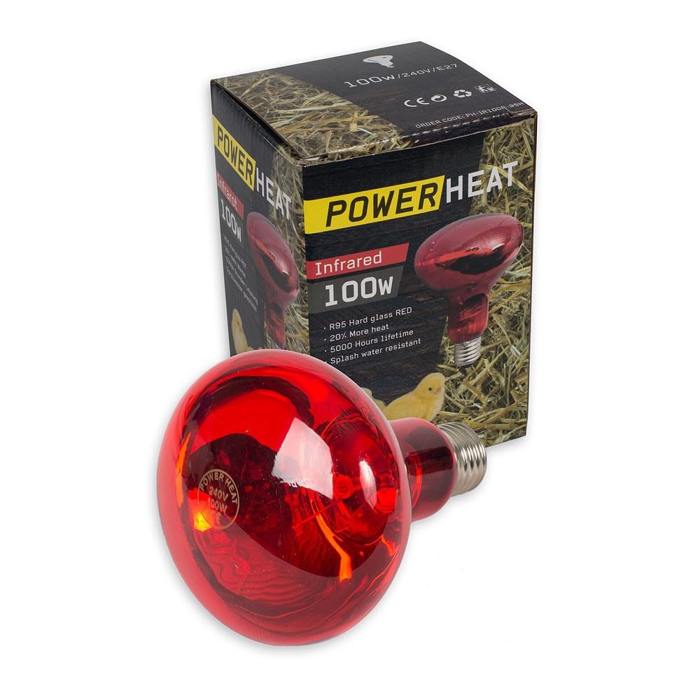 MeineHennen Wärmelampen Set für Geflügelküken, Infrarot-Rotlicht Wärmelampe mit 100 W und 250 W, Produktart Tier-Wärmelampe, für Hühner, Schutzkorb mit Keramikfassung E27, IPX4, Schalter 50/100%