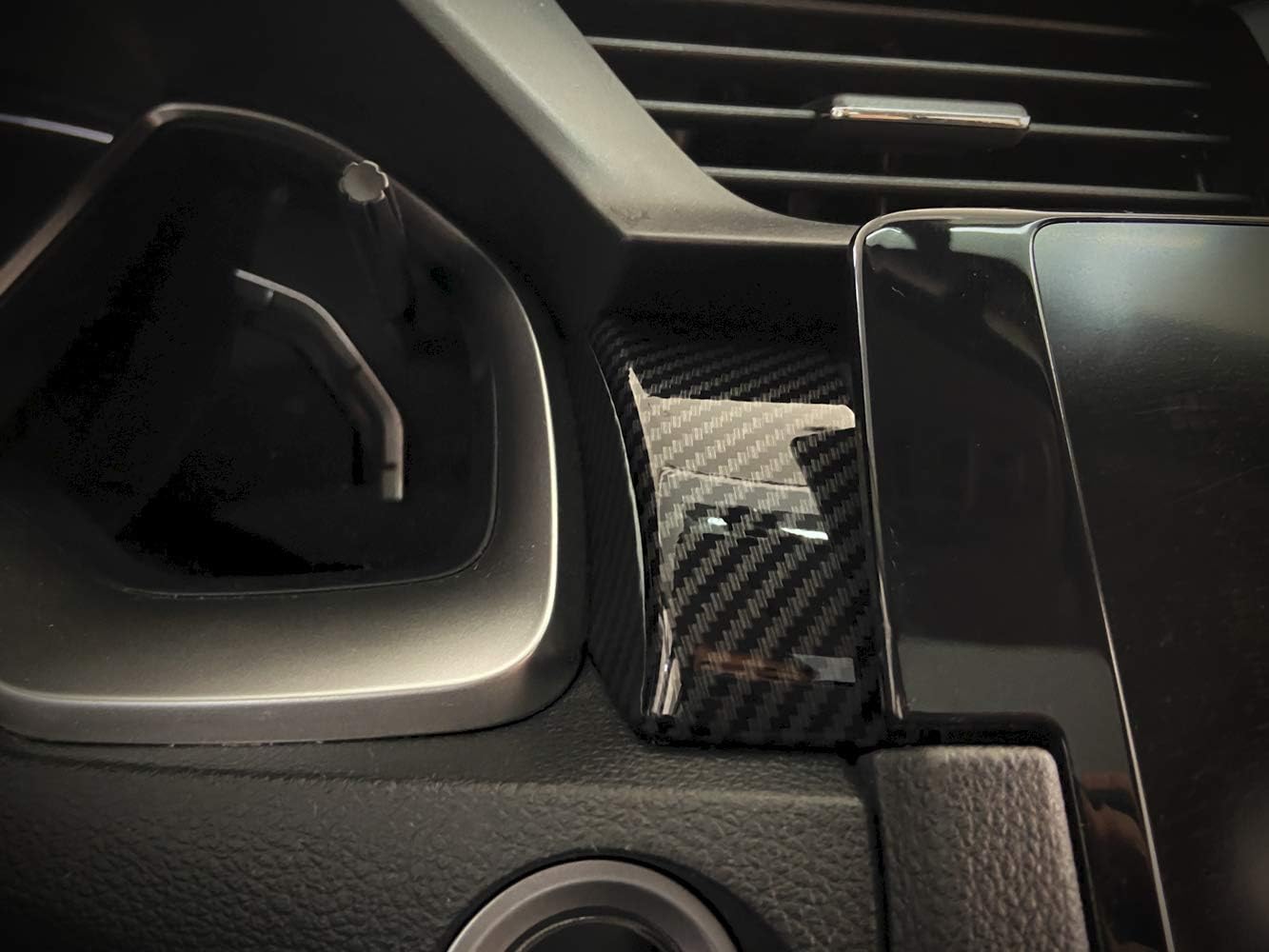 GZXinWei Carbon Fiber Grain Interior Center Control Dashboard Stripe Cover Trim Panel for Honda 10th Gen Civic 2016 2017 2018 2019 2020 2021