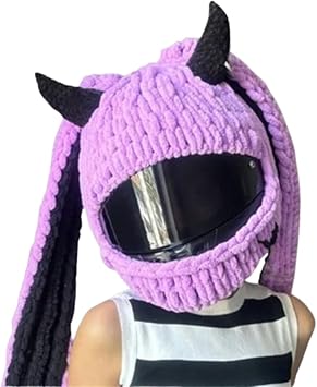 Rabbit Ear Cute Full Face Motorcycle Helmet Cover Cartoon Plush Fluffy Funny Protection Decoration Cap for Fun Ride and Gift