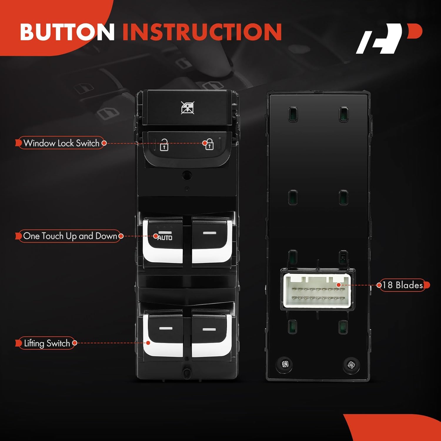 A-Premium Front Left Master Power Window Switch Compatible with Kia Sportage 2017 2018 2019 2020 2021 2022, Driver Side